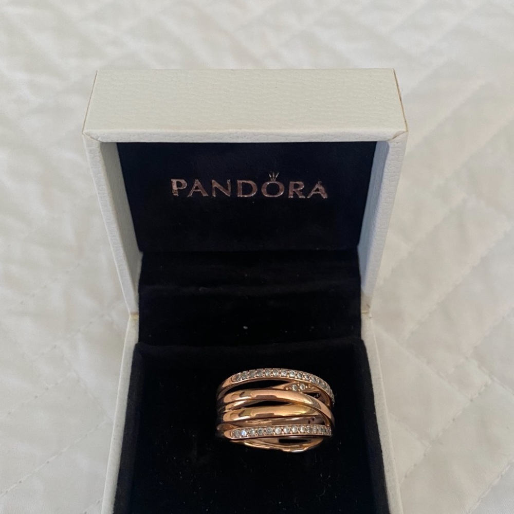 Pandora Sparkling And Polished Lines Ring, Size 7… - image 1